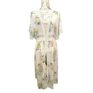Toby & Olive Floral Print Kimono Robe Size Large